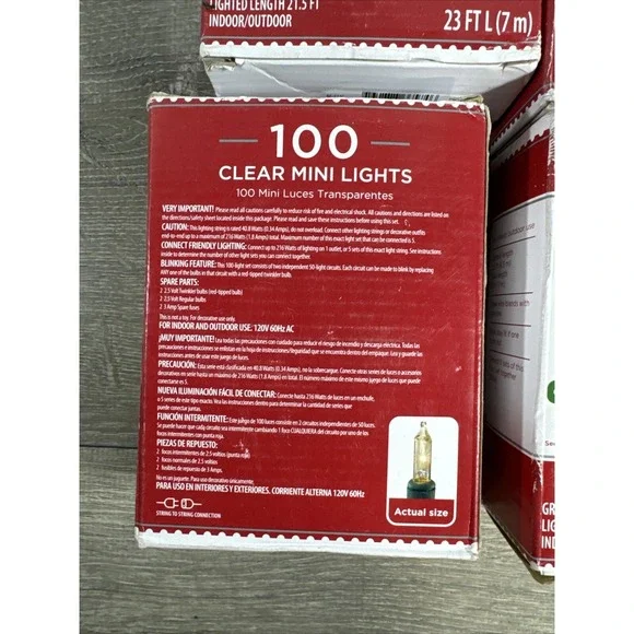 Christmas Holiday Time 100 Clear Mini Lights Green Wire 23 FT (7 m) Lot of 4 New - Picture 4 of 8